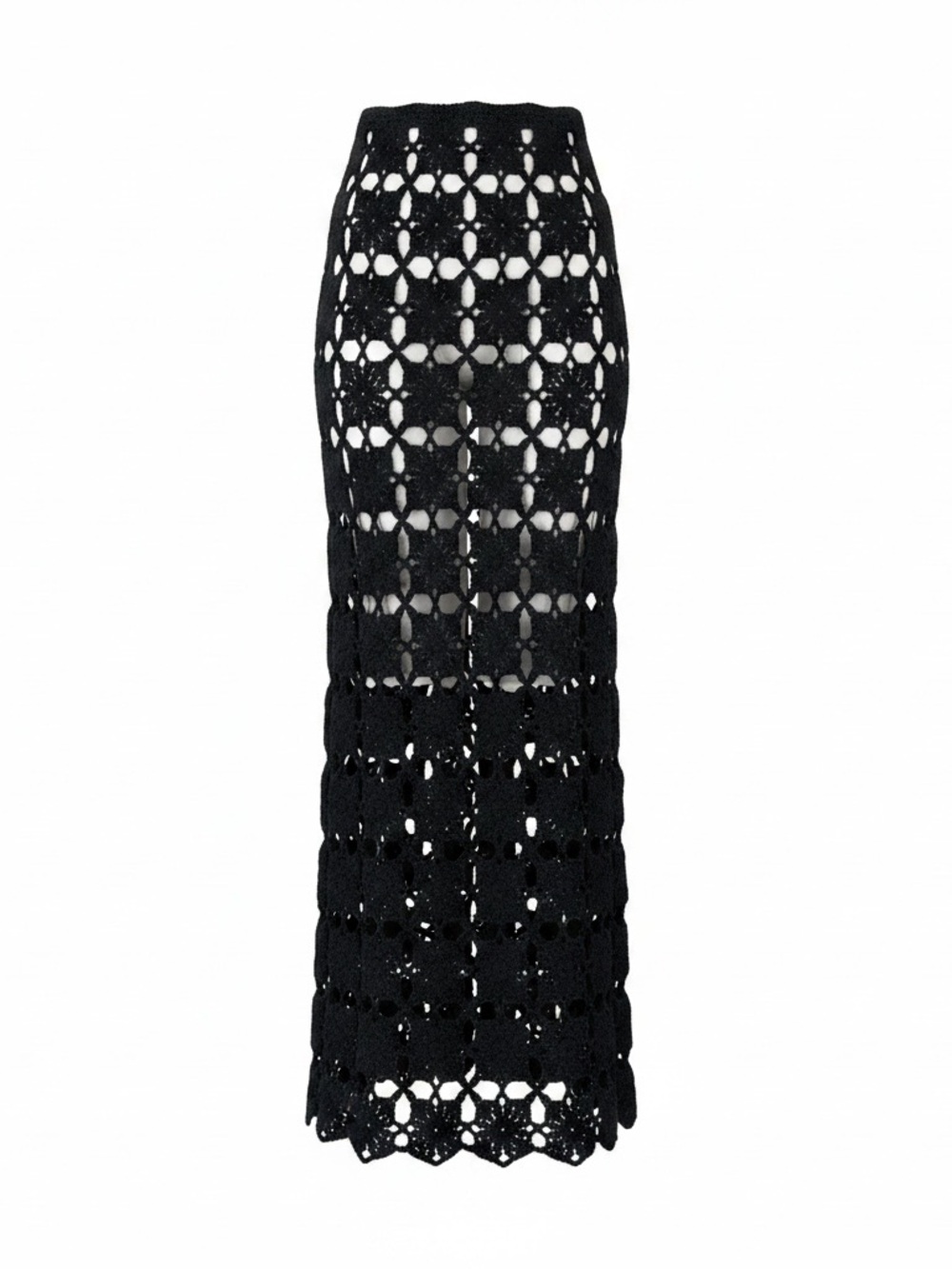 VICI Crochet Knit Maxi Skirt Black Boho Beach Resort Cover Up Medium - Picture 2 of 7